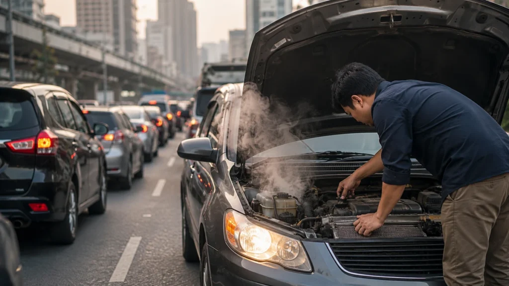 mobil overheat saat macet