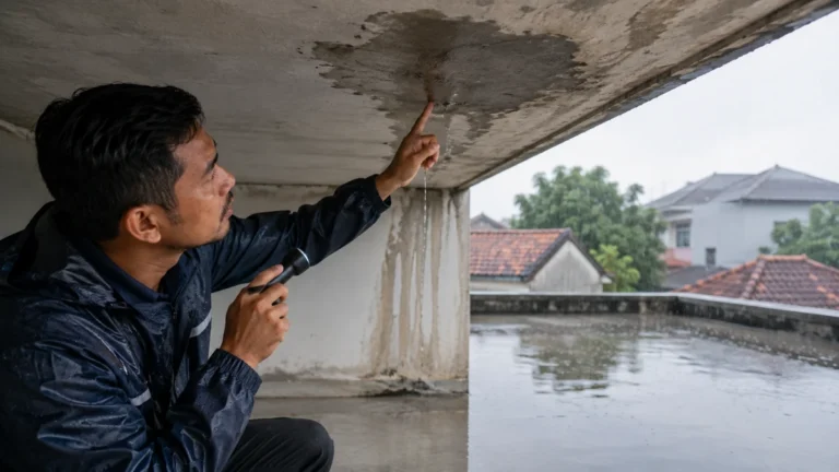 dak beton bocor saat hujan