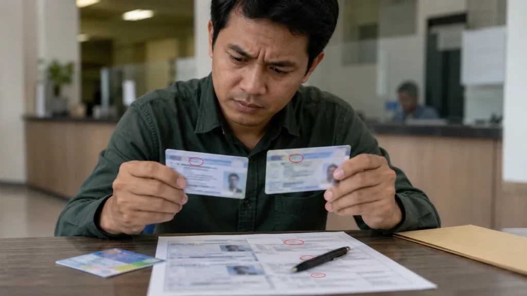 nama berbeda satu huruf di dokumen
